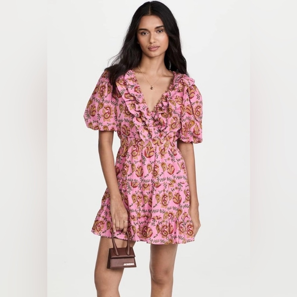 Rahi Del Sole| Chiara Embroidered Minidress| Size: Small|Romantic Boho Style